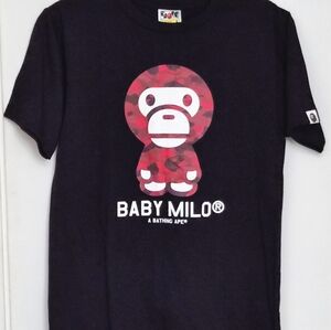 A Bathing Ape Baby Milo Mens T-Shirt, 100% Cotton, Sz Sm, Blk/Red/Wht, NWOT